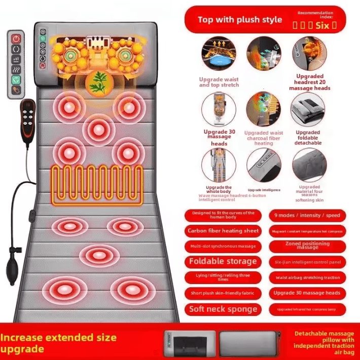 Multifunctional Full Body Massage Mattress with Lumbar Traction Heat and Vibration