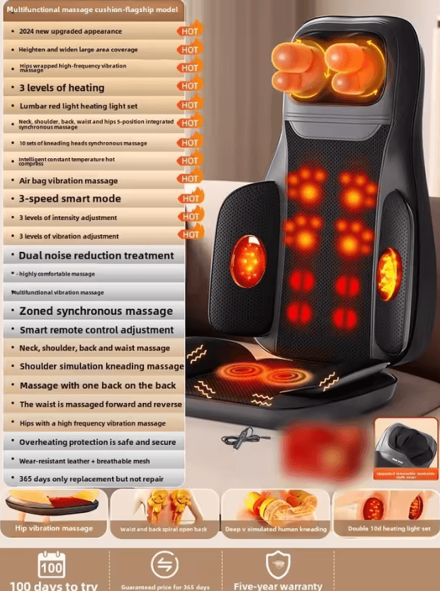 Full Body Massage Seat Cushion with Heat and Vibration for Chair