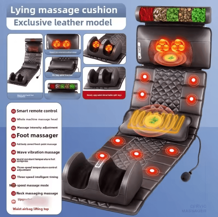 Full Body Massage Pad with 10 Zone Vibration Kneading Pillow Heat and Foot Calf Massage