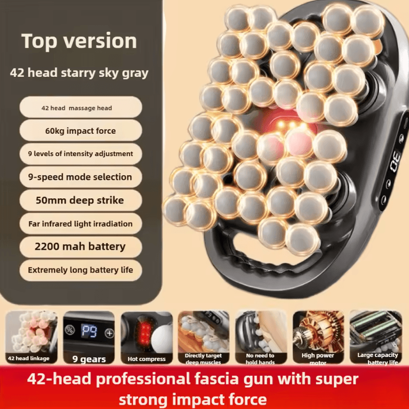 42 Head Deep Tissue Massage Gun – Professional Percussion Massage Gun for Full Body Muscle Recovery and Large Area Relie