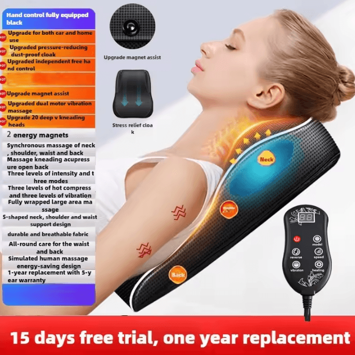 Electric Cervical Massage Pillow with Heat – Shiatsu Neck and Back Massager for Deep Muscle Relief at Home & in the Car