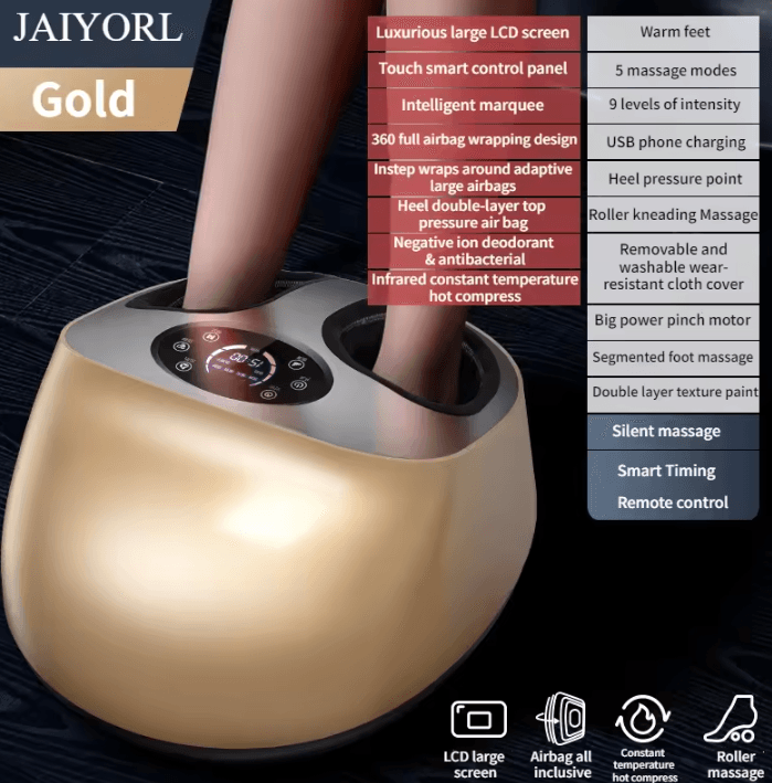 Fully Automatic Shiatsu Foot Massager with Heat – Electric Foot Massage Machine with Air Compression & Deep Kneading
