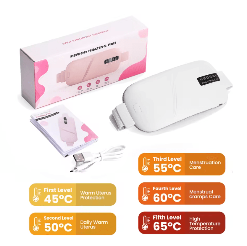 USB Menstrual Heating Pad with Vibration Massage Belt for Period Comfort