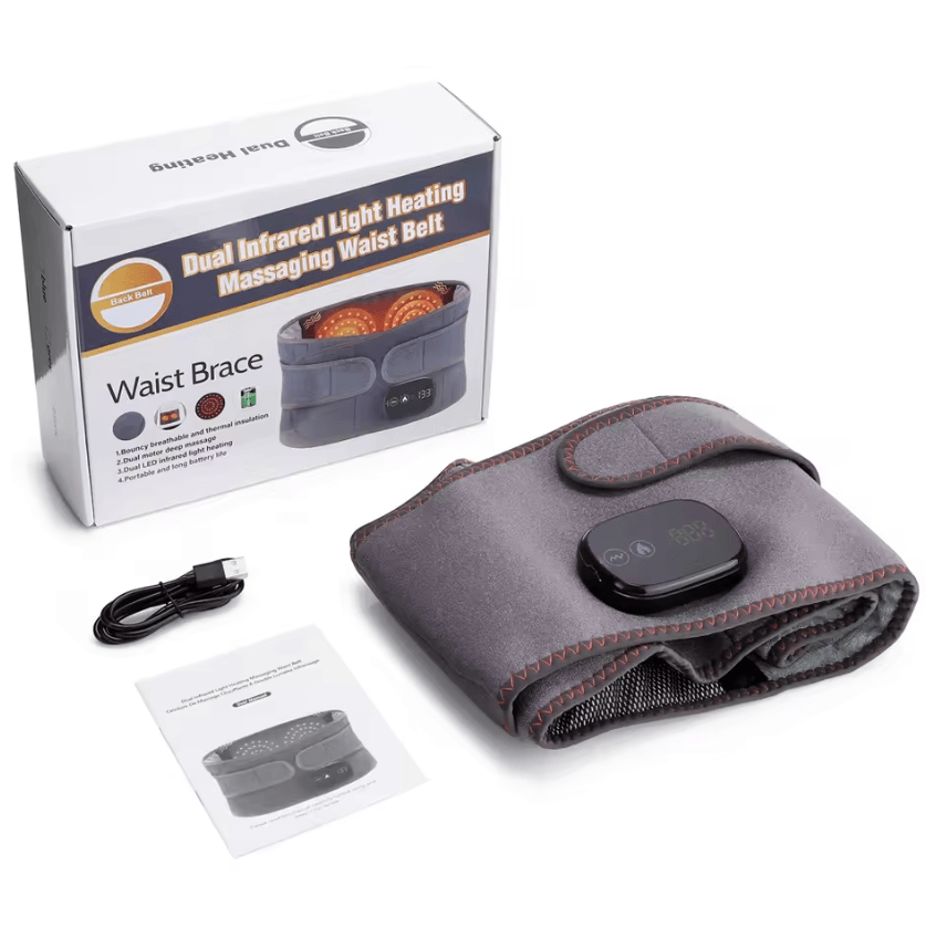 Electric Waist Massager with Heat & Vibration – Heating Massage Belt for Lower Back & Lumbar Support