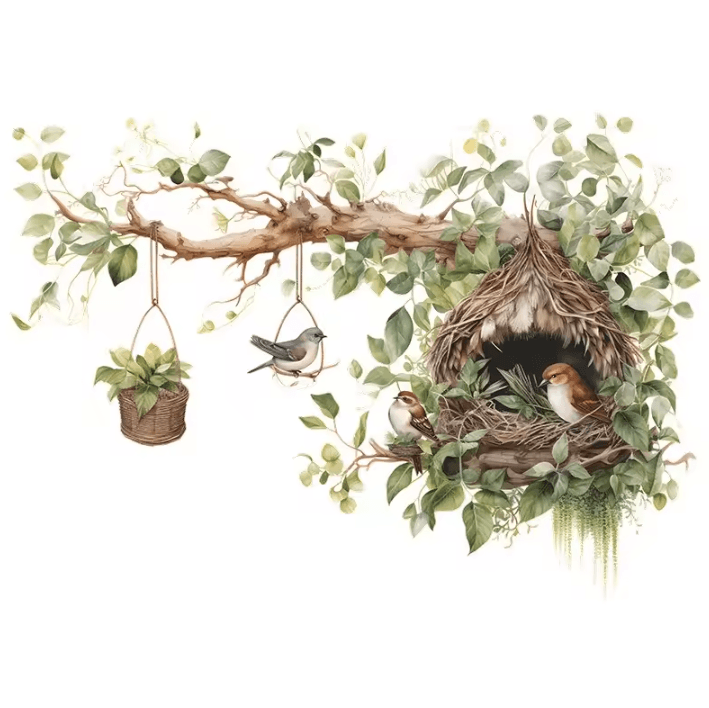 Elegant Bird Branch Wall Sticker Self-Adhesive Nature Vinyl Decal