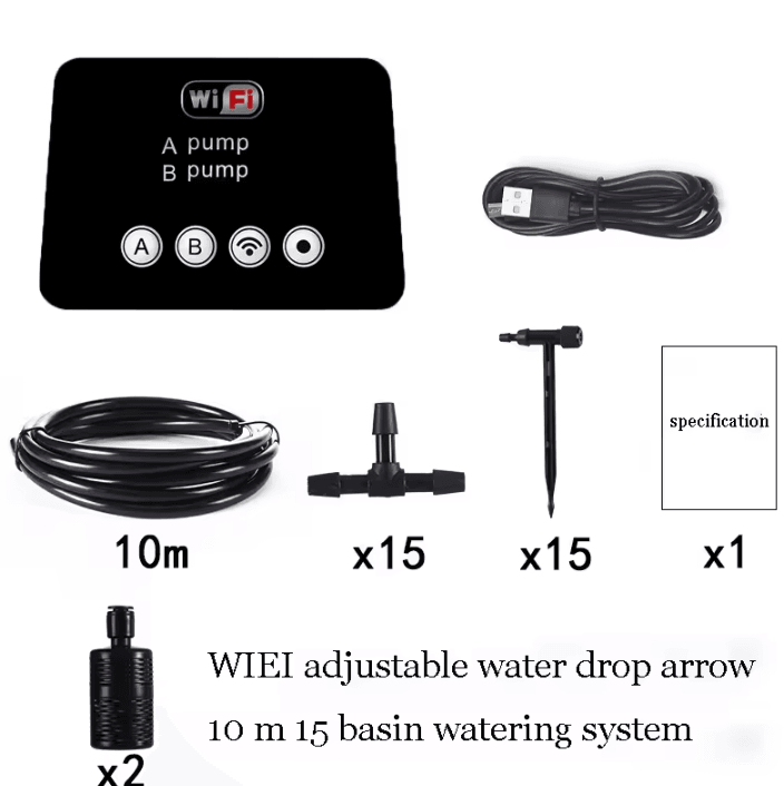 WiFi Smart Double Pump Drip Irrigation System with App-Controlled Watering Timer