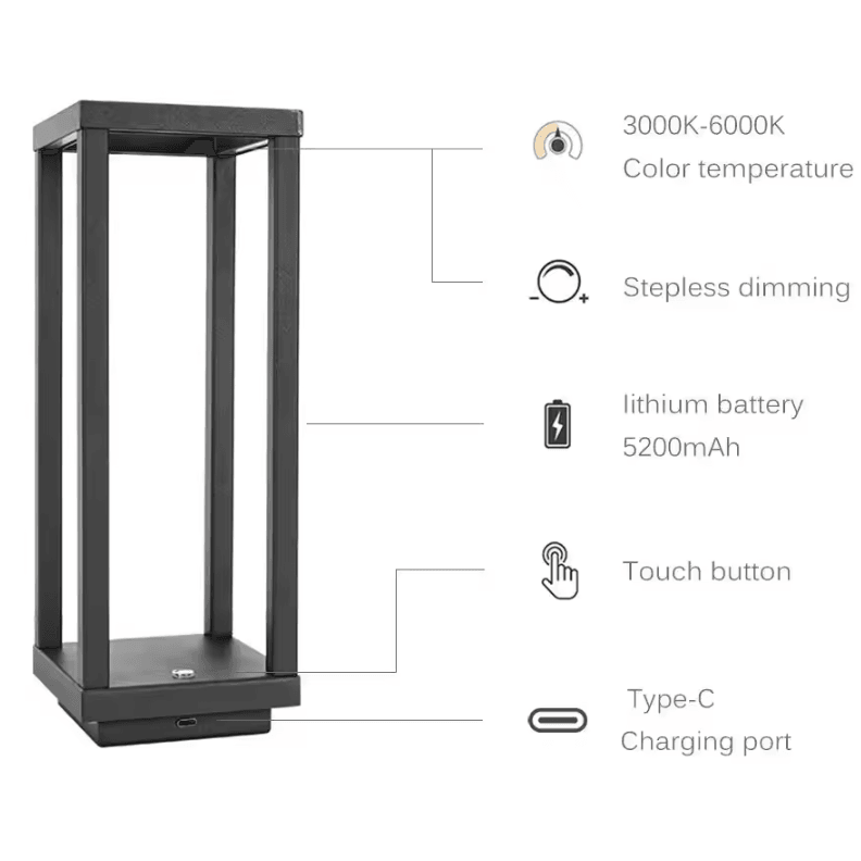 Cordless LED Table Lamp with Touch Sensor & 3 Brightness Levels for Bedroom & Bedside