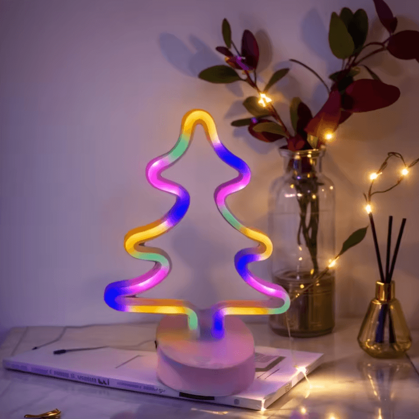 Green Christmas Tree LED Neon Light USB & Battery Powered Desktop Holiday Decoration