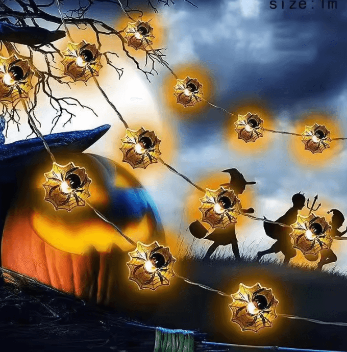 Halloween LED String Lights – Halloween String Lights Pumpkin, Skull & Eyeball Party Decorations