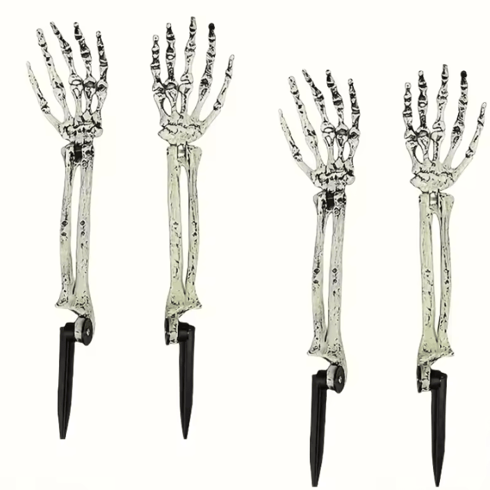 Skeleton Bone Garden Stakes – Skeleton Garden Stakes Skull & Hand Halloween Yard Decorations