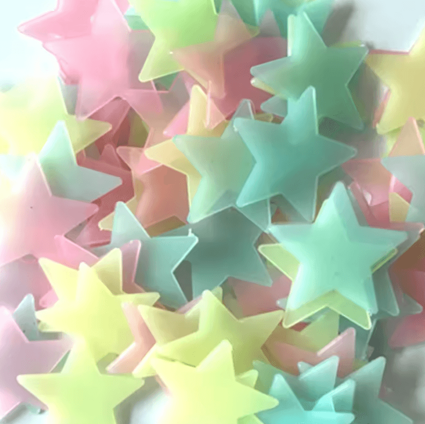100PCS Glow-in-the-Dark Star Stickers – Glow in the Dark Stars Wall & Ceiling Decor for Kids' Rooms