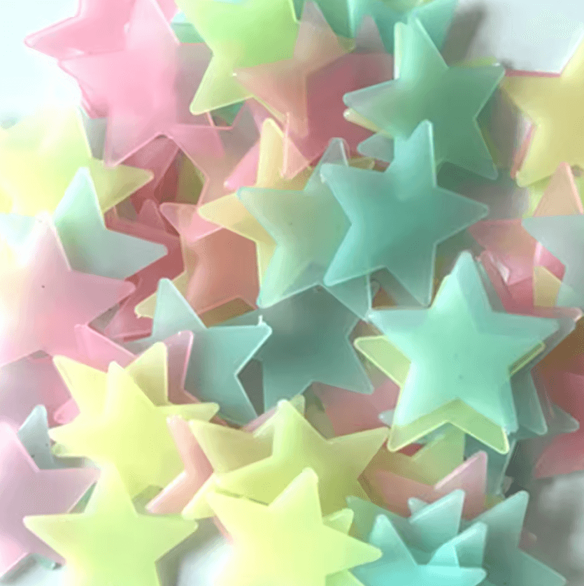 100PCS Glow in the Dark Star Wall Stickers – Luminous Ceiling Stars for Kids Bedroom & Nursery Decor