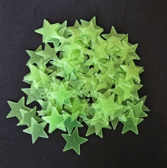 100PCS Colorful Glow in the Dark Star Wall Stickers – Luminous Star Decals for Kids Bedroom & Nursery Decor