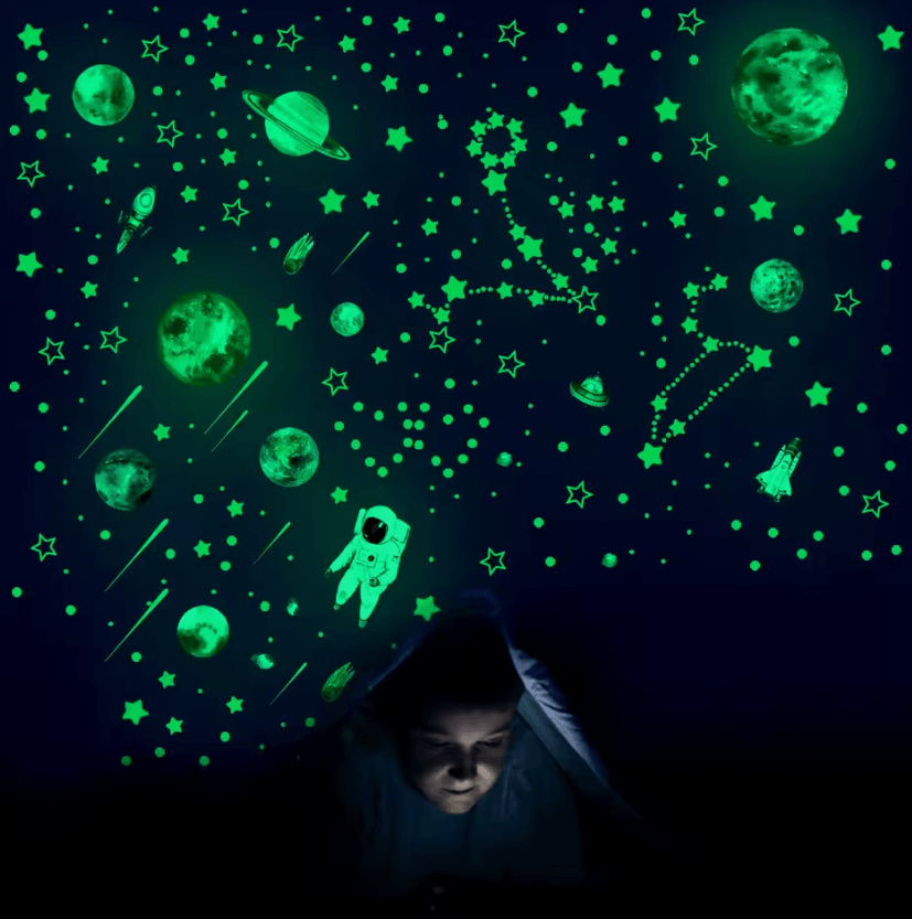 849-Piece Glow in the Dark Stars Wall Stickers – Luminous Space Ceiling Decals for Kids