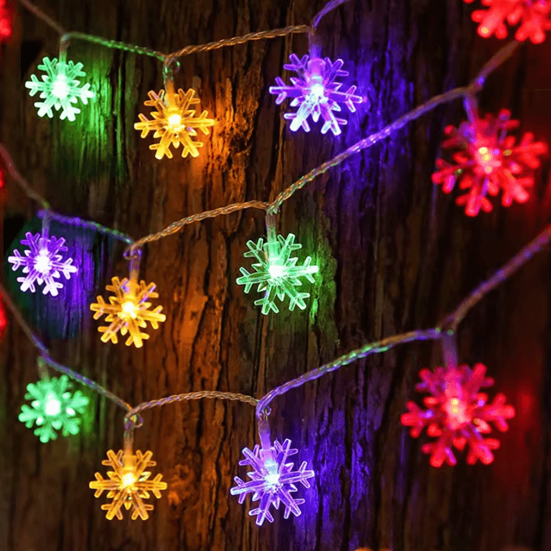 10/20/40 LED Snowflake String Lights – USB/Battery Christmas Fairy Lights
