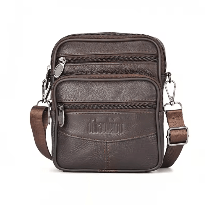 Mens Genuine Leather Crossbody Messenger Bag – Retro Business Shoulder Bag