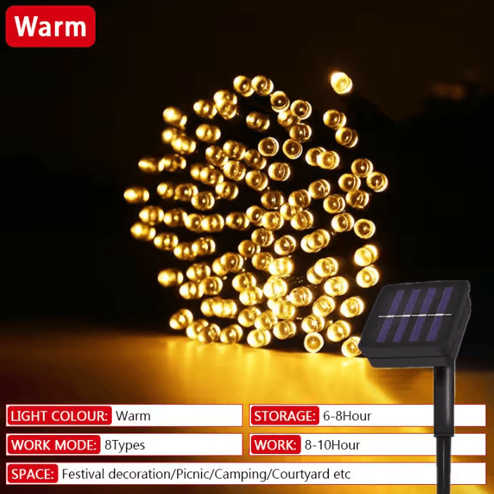 32M Solar LED Fairy String Lights - Waterproof 8 Mode Outdoor Lights