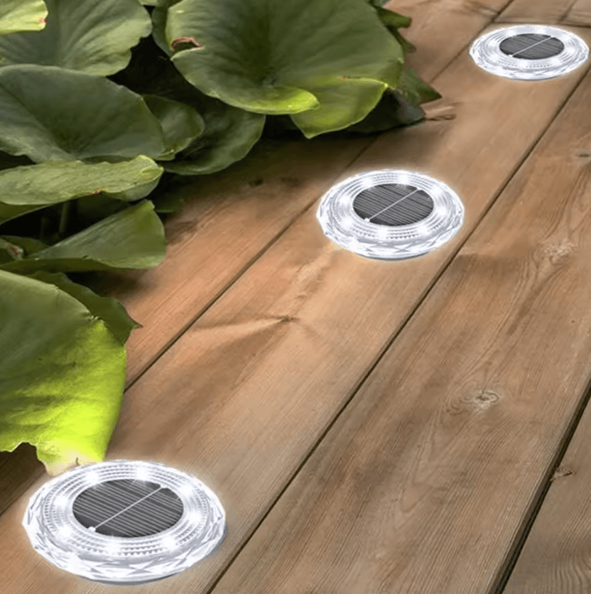8 LED Solar Ground Lights - Waterproof Outdoor Lawn and Pathway Lights