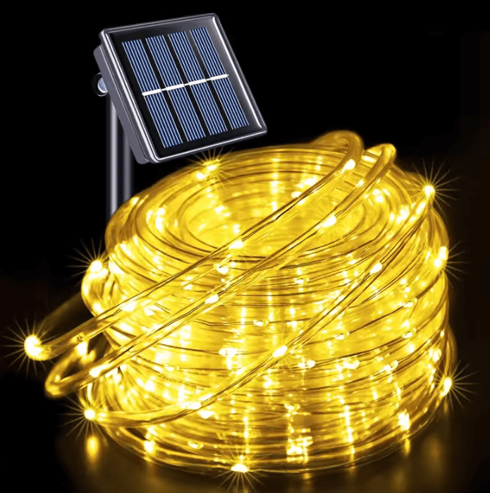 Solar LED Rope String Lights - Waterproof Outdoor Garden Tube Lights
