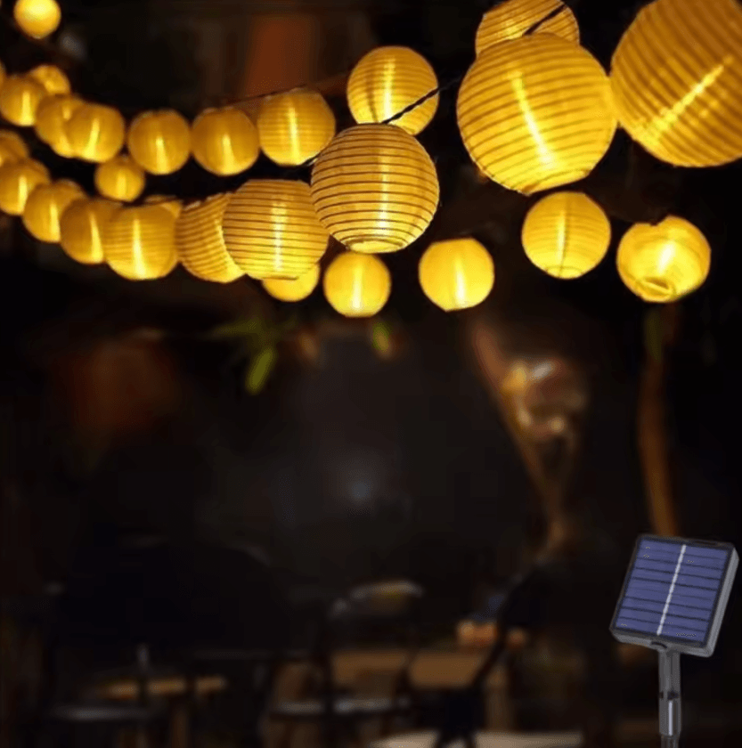 Solar Lantern String Lights - Outdoor Solar Garden Lights with 8 Lighting Modes