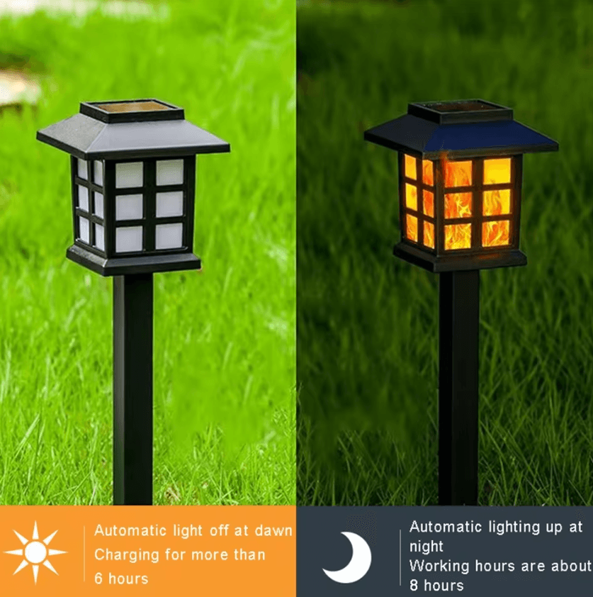 10LED Solar Flame Torch Lights - Flickering Outdoor Garden Pathway Lights