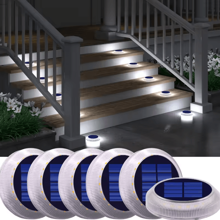 6 Pack Blue Solar Driveway Lights - IP68 Waterproof Deck and Dock Lights