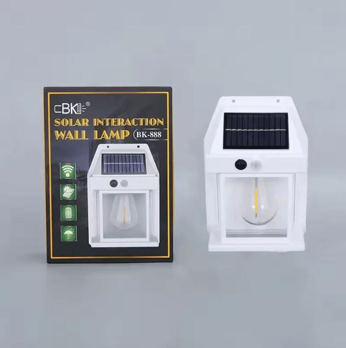 Solar Tungsten Motion Sensor Wall Light - 3 Mode Waterproof Outdoor Lantern