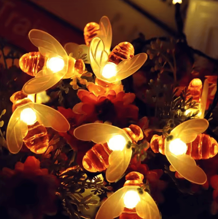 20-100 LED Solar Bee String Lights - 8 Mode Outdoor Garden Fairy Lights