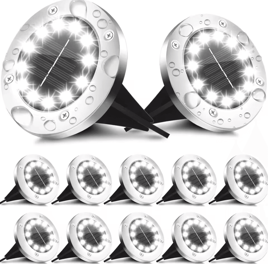 16 LED Solar Ground Lights - Waterproof Outdoor Pathway Lights