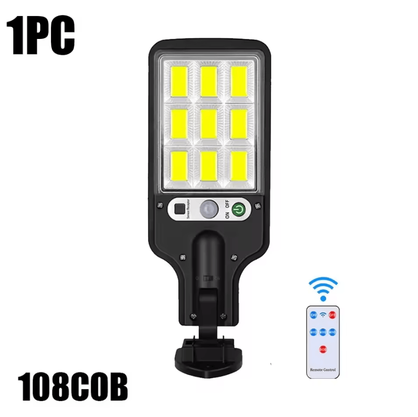 108 COB Solar Motion Sensor Light - 3 Mode Outdoor Security Wall Lamp