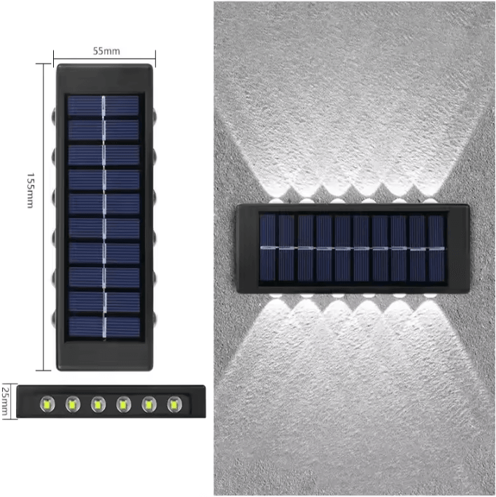 16 LED Solar Wall Lights - Up and Down Waterproof Garden Lights