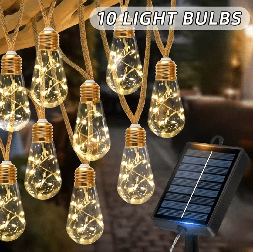 Solar Outdoor String Lights - 8 Mode Fairy Bulb Patio Lights