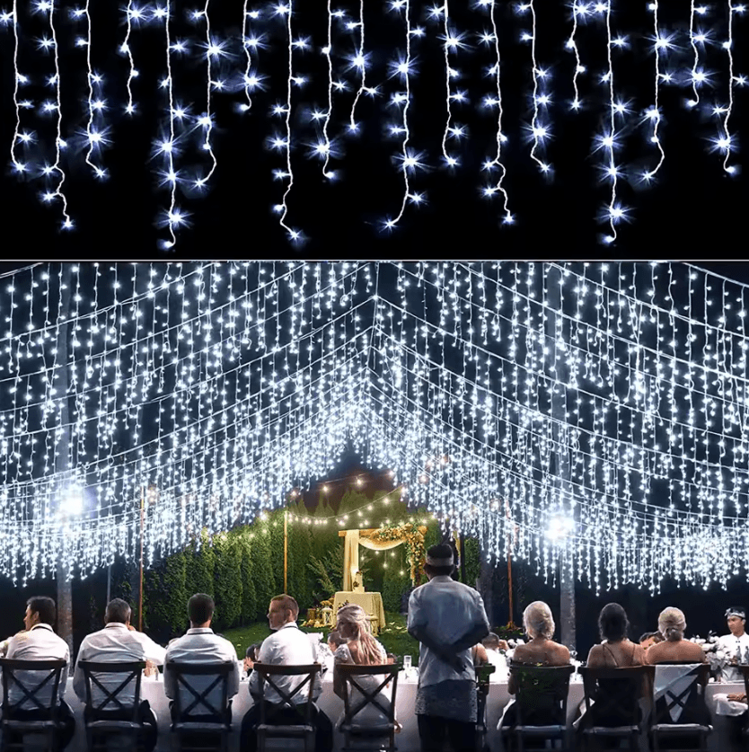 5M Waterproof LED Icicle Curtain Lights for Christmas and Outdoor Decor
