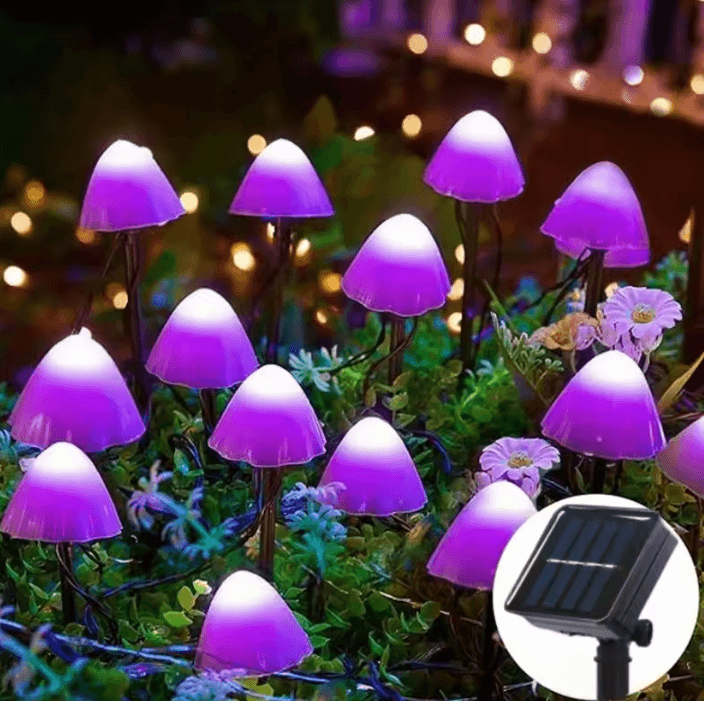 Solar Mushroom String Lights Outdoor Garden Decor
