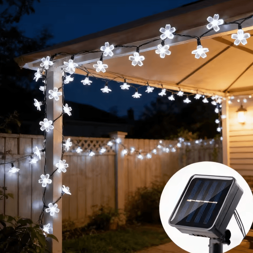 Solar Cherry Blossom String Lights Outdoor Garden Decor