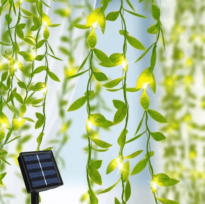 Solar Artificial Leaf Flower String Lights Outdoor Garden Decor