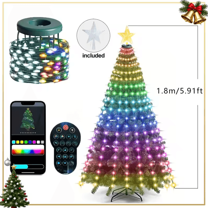 Smart RGB Christmas Tree Lights with App Control and Music Sync
