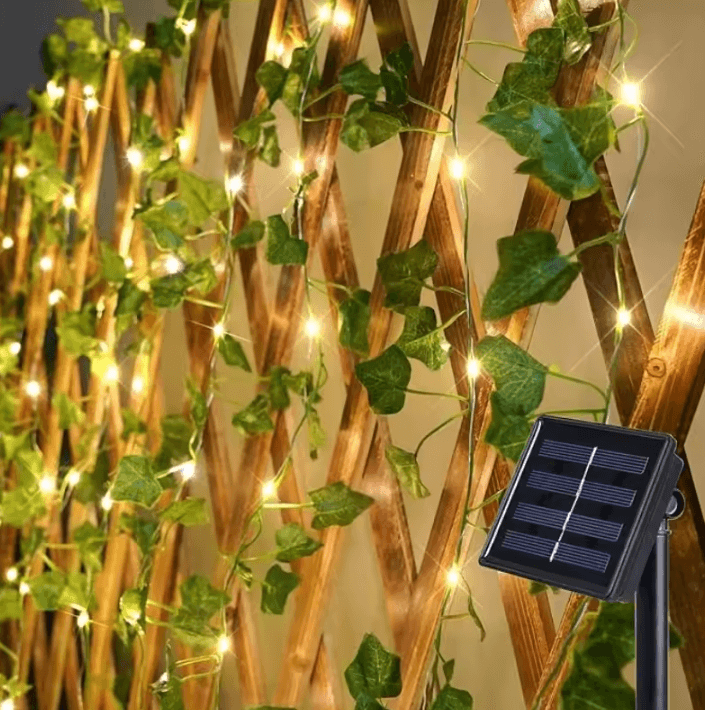 Solar Ivy Vine String Lights for Garden Wedding and Wall Decor
