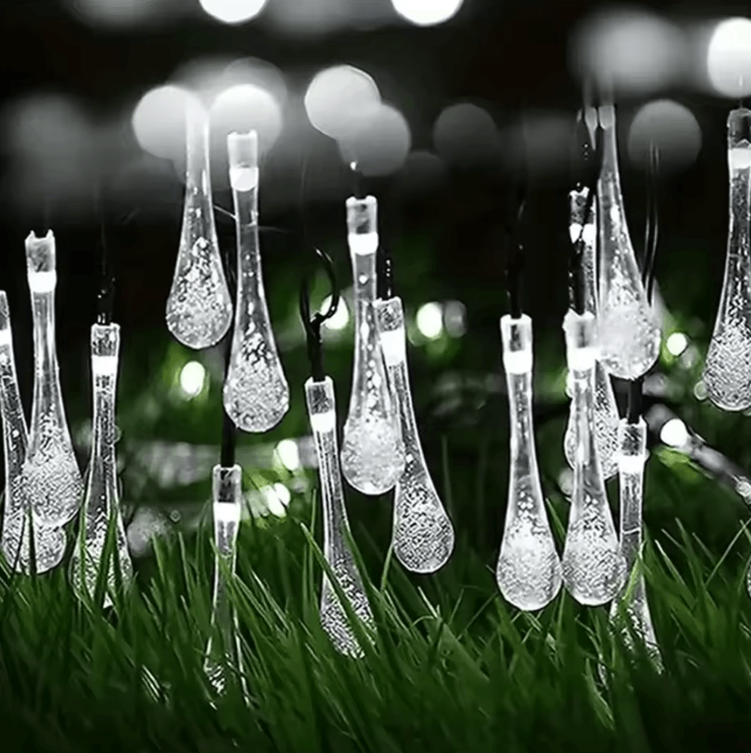 Solar Water Drop String Lights 20 30 50 LED Outdoor Decor