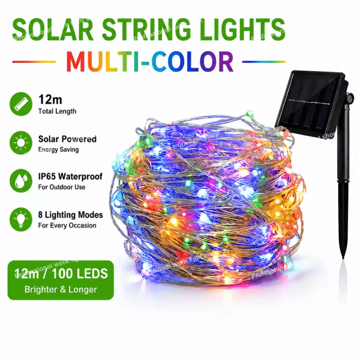 Solar LED String Lights with 8 Modes for Outdoor Garden Decor