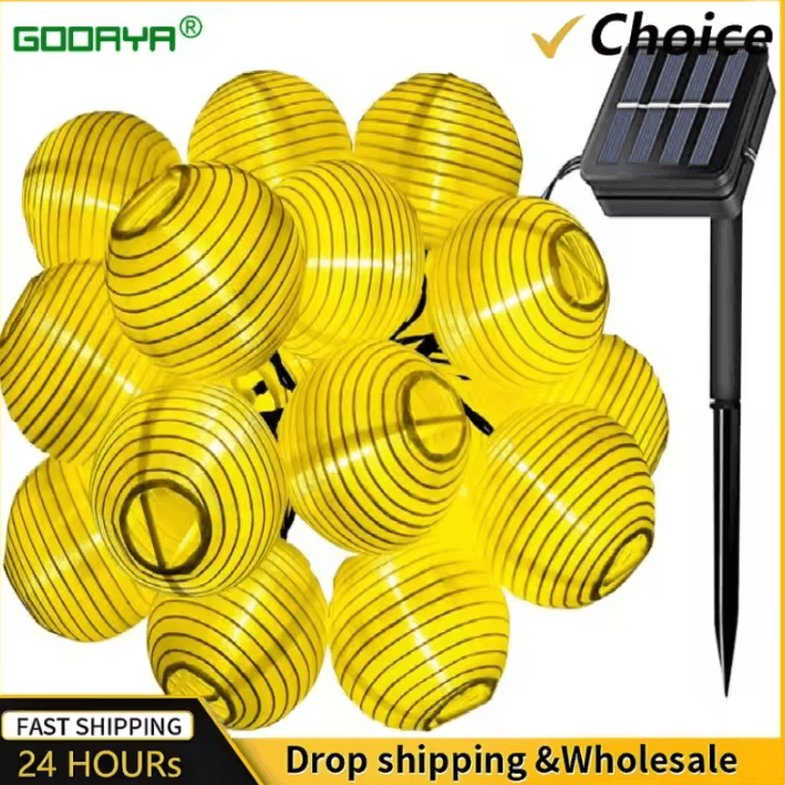 Solar Lantern String Lights Waterproof Outdoor Garden Decor