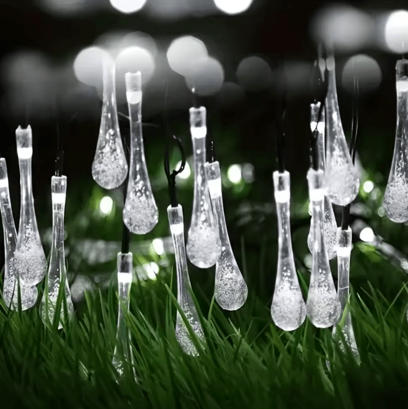 Solar Water Drop String Lights 20 30 50 100 LED Outdoor Decor
