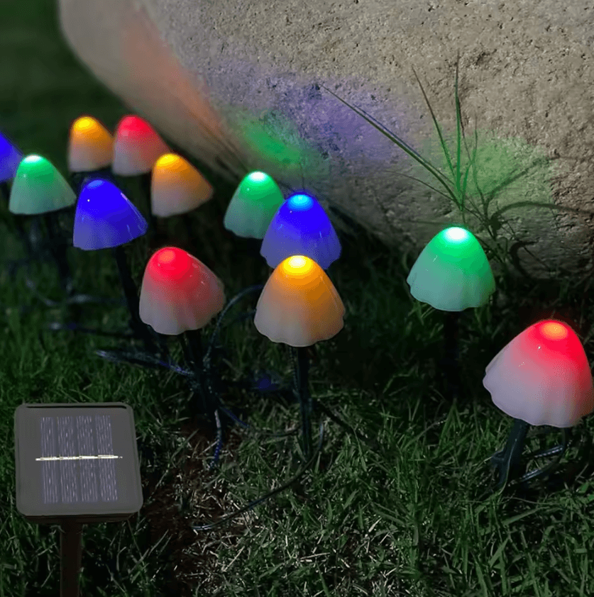 Solar Mushroom String Lights for Garden Pathway Decor