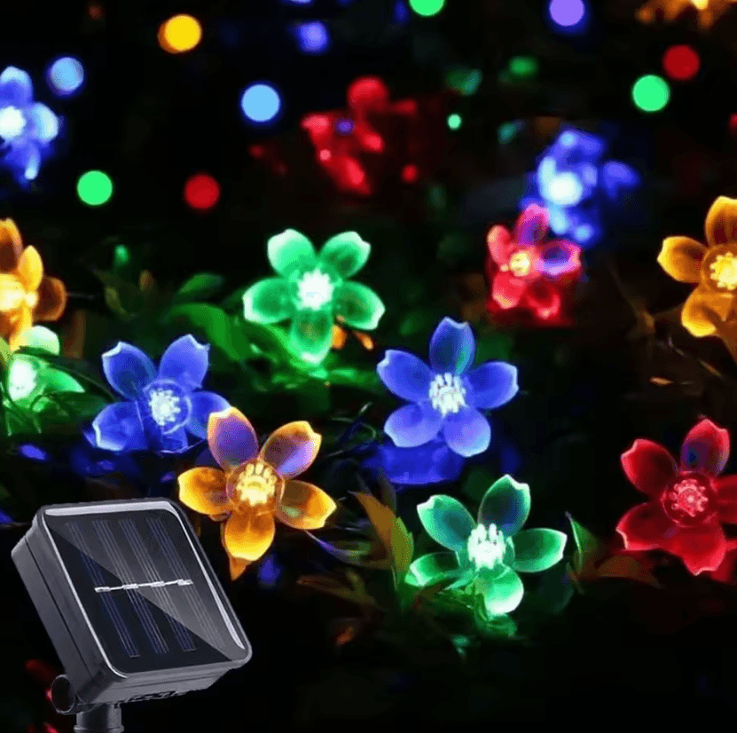 Solar Flower String Lights for Garden and Outdoor Decor