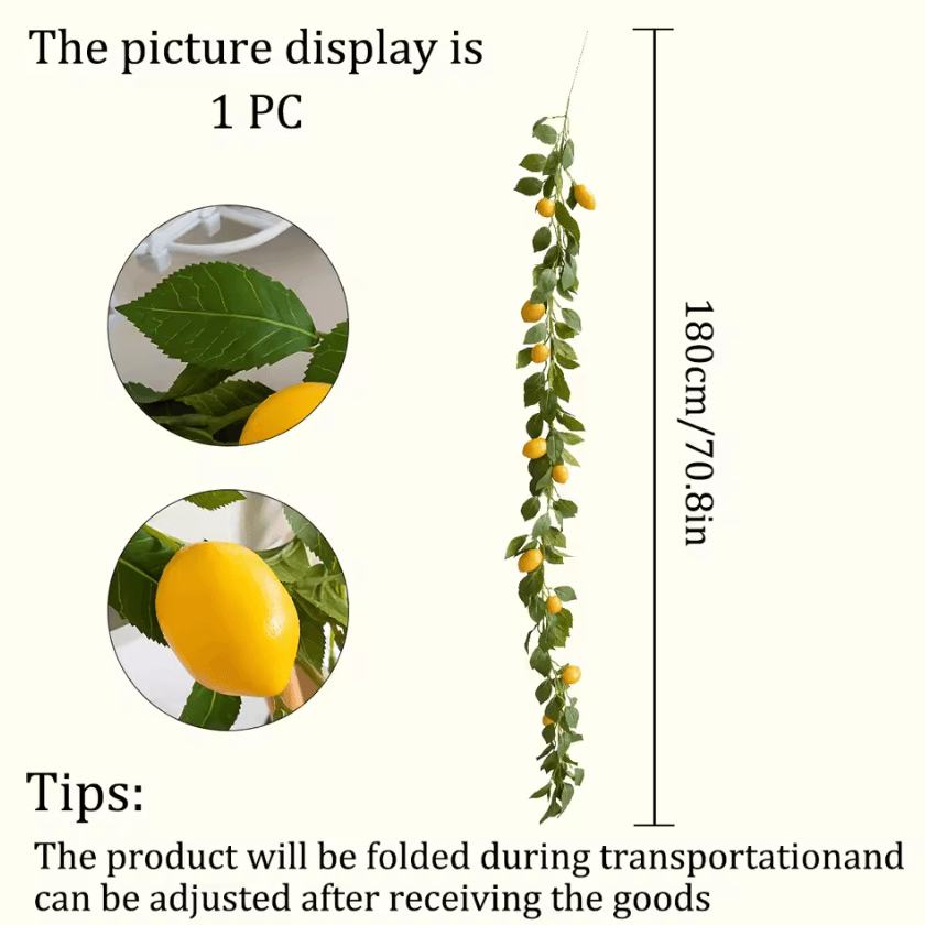 Artificial Lemon Wreath with Green Leaves for Door and Wall