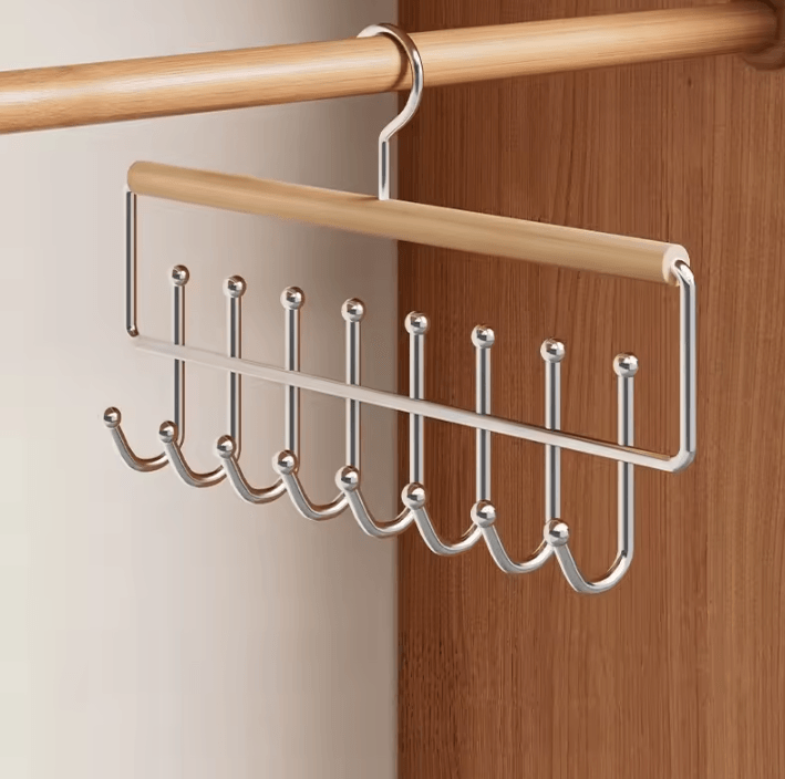 Wall Mounted Metal Storage Rack with 8 Hooks
