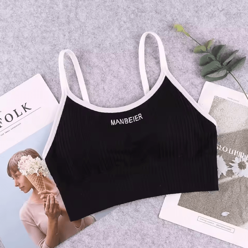 Soft Ribbed Cotton Sports Bra Crop Top for Women