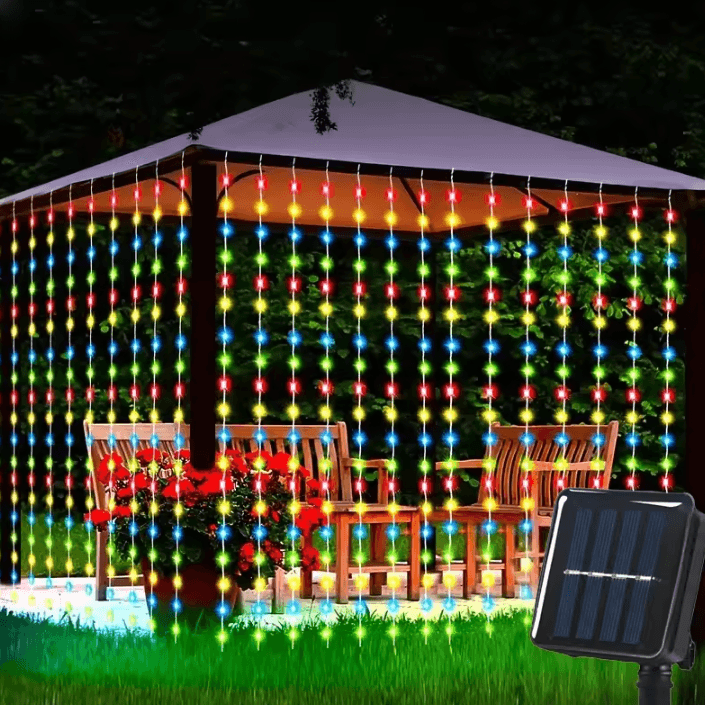 Solar 8 Mode Outdoor Curtain String Lights