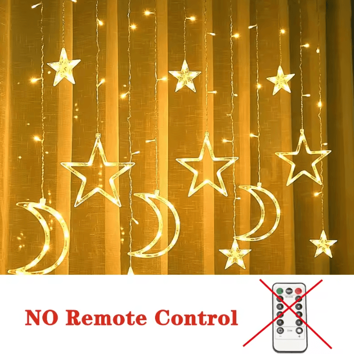 Moon and Star Christmas Curtain Lights