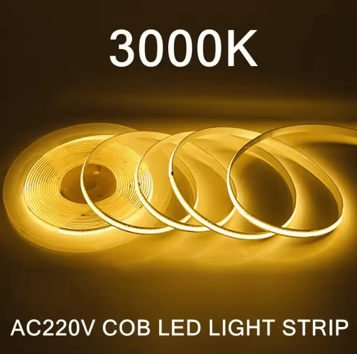 1M 5M 220V COB LED Strip Light High Bright Warm White